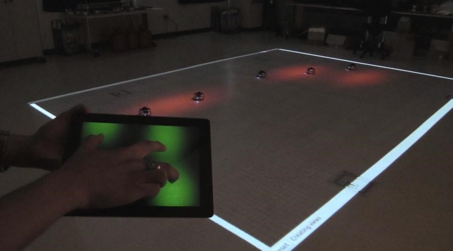 Smart Device Control of Robot Swarms in a Changing Environment