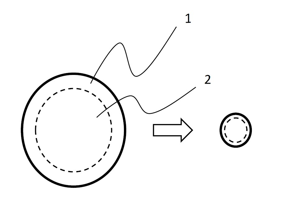 Illustration showing round cross-section of wire